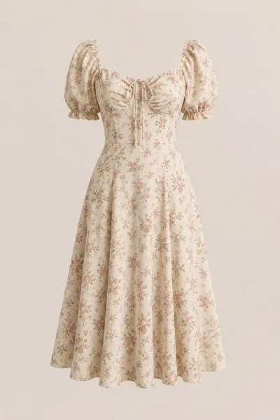 Dress Midi Motif Bunga